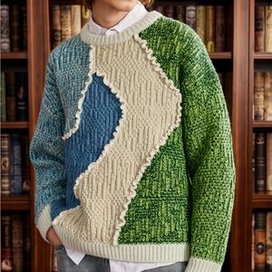 Yitai HALF MOON BAY SWEATER BRAND NEW Colorful Patchwork Sweater